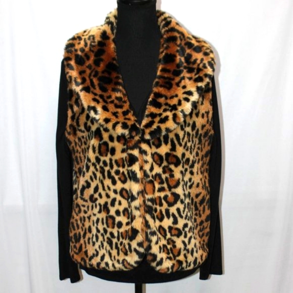 CEJON Faux LEOPARD FUR Vest Large - Picture 1 of 10